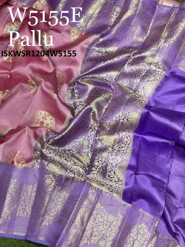 Zari Weaved Silk Saree With Contract Blouse-ISKWSR1204W5155