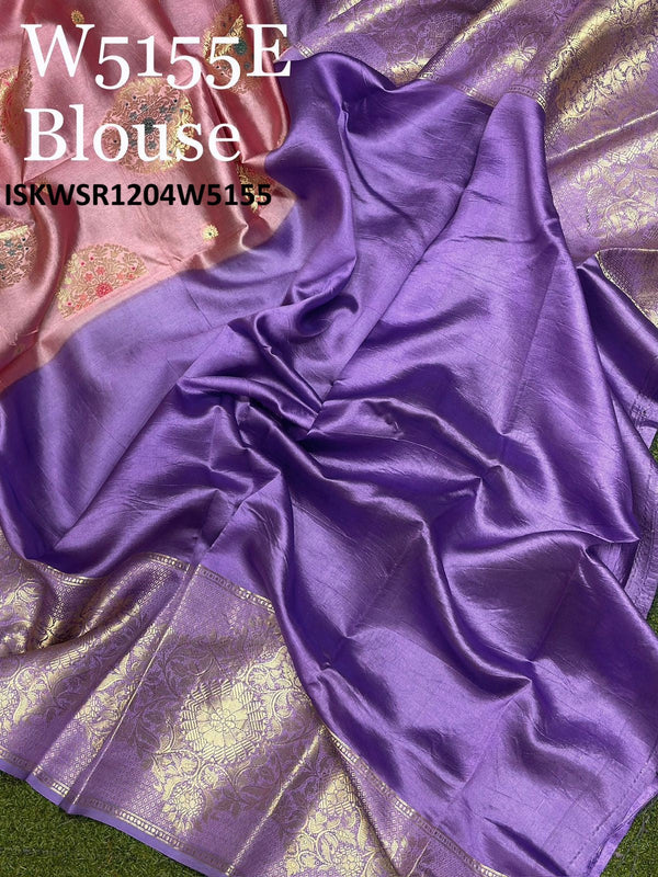 Zari Weaved Silk Saree With Contract Blouse-ISKWSR1204W5155