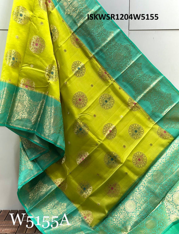 Zari Weaved Silk Saree With Contract Blouse-ISKWSR1204W5155