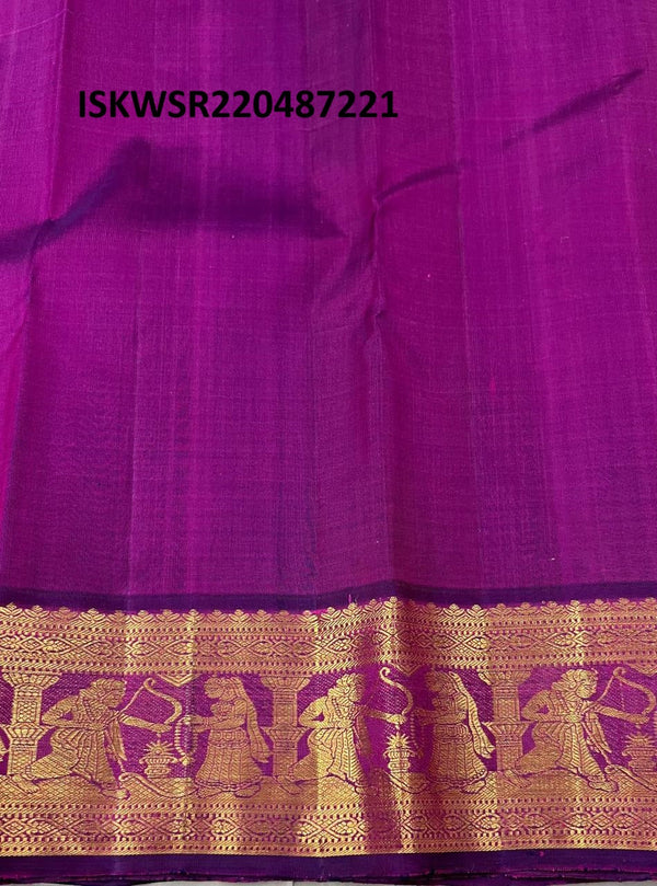 Kanchipuram Handloom Silk Saree With Contrast Blouse-ISKWSR220487221
