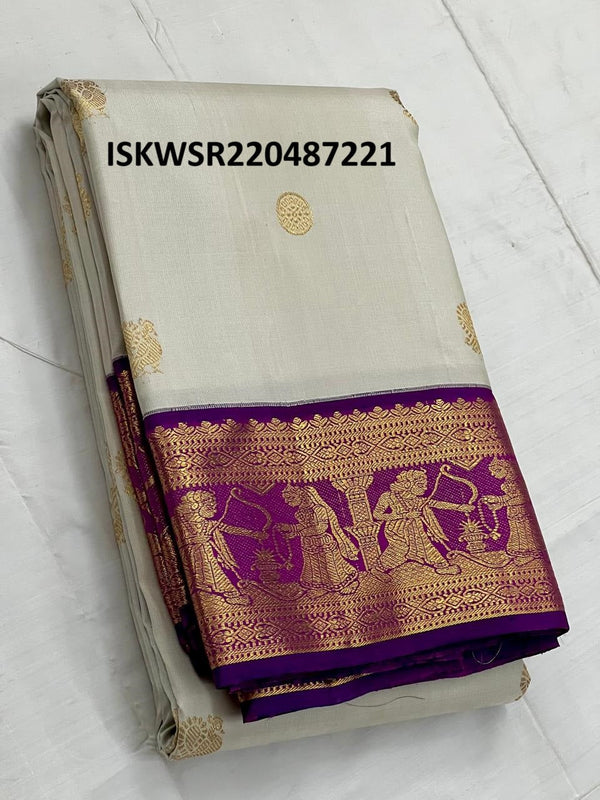Kanchipuram Handloom Silk Saree With Contrast Blouse-ISKWSR220487221