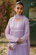 Sequined Malmal Cotton Gown With Dupatta-ISKWGN22045614