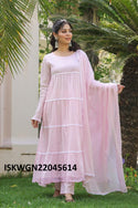 Sequined Malmal Cotton Gown With Dupatta-ISKWGN22045614
