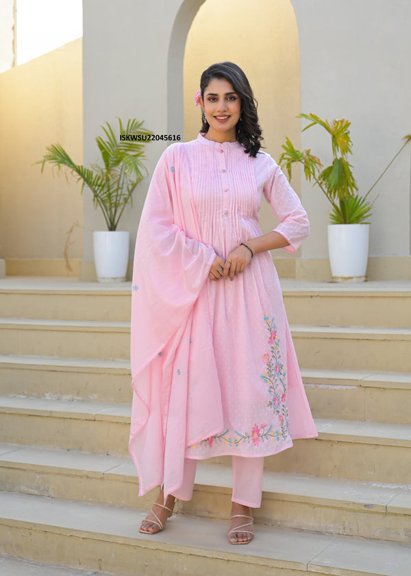Embroidered Malmal Cotton With Pant And Dupatta-ISKWSU22045616