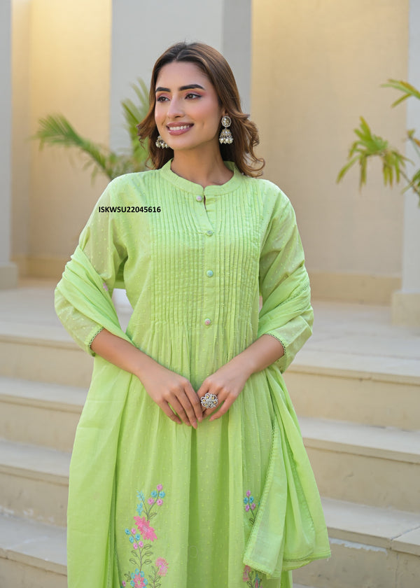 Embroidered Malmal Cotton With Pant And Dupatta-ISKWSU22045616