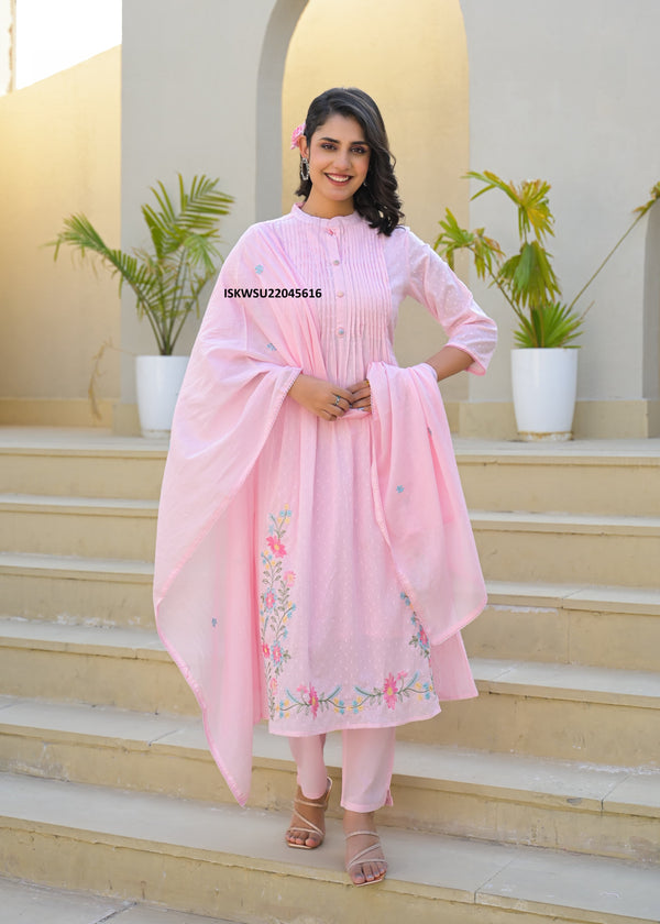 Embroidered Malmal Cotton With Pant And Dupatta-ISKWSU22045616