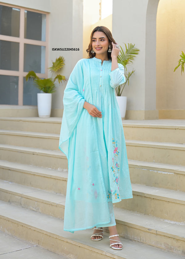 Embroidered Malmal Cotton With Pant And Dupatta-ISKWSU22045616