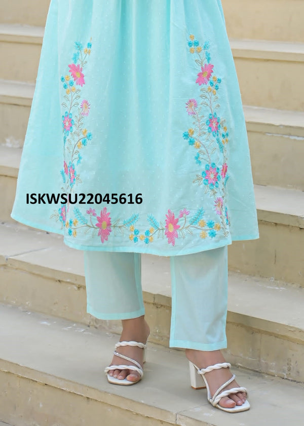 Embroidered Malmal Cotton With Pant And Dupatta-ISKWSU22045616