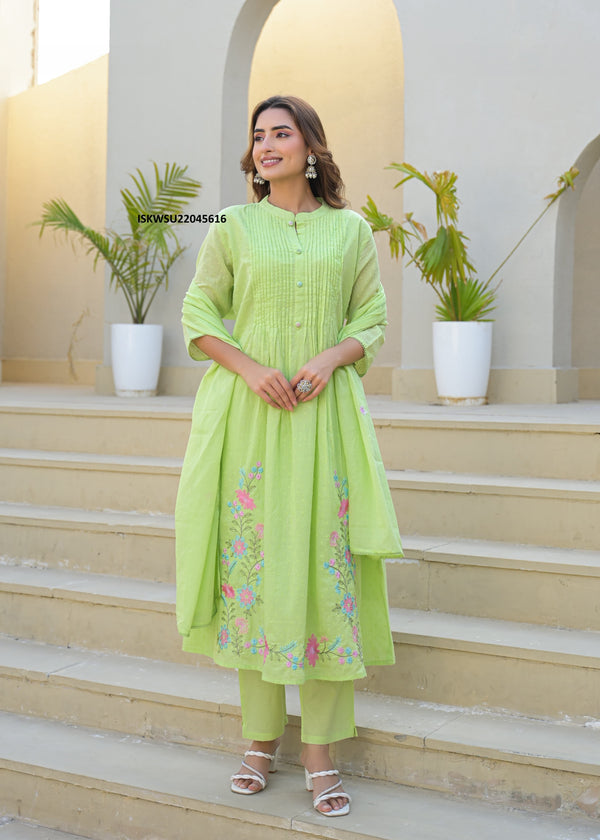 Embroidered Malmal Cotton With Pant And Dupatta-ISKWSU22045616