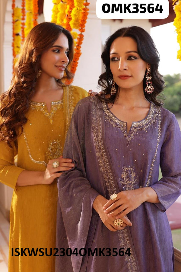 Embroidered Shimmer Crush Kurti With Shantoon Bottom And Dupatta-ISKWSU2304OMK3564