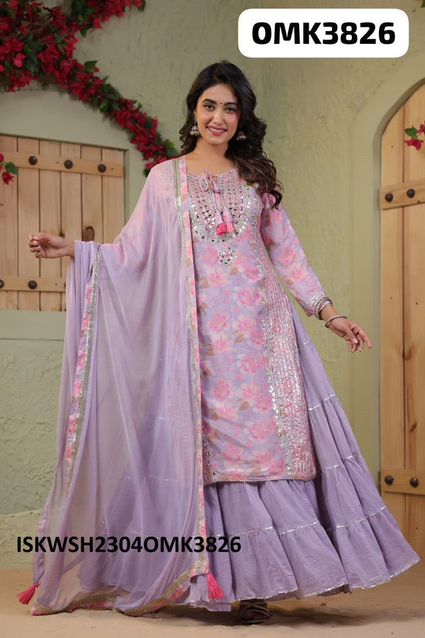 Floral Printed Maslin Kurti With Chiffon Dupatta-ISKWSH2304OMK3826