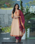 Handloom Cotton Anarkali Kurti With Pant And Cotton Dupatta-ISKWSU0205PPC/D1925