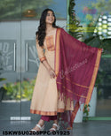 Handloom Cotton Anarkali Kurti With Pant And Cotton Dupatta-ISKWSU0205PPC/D1925