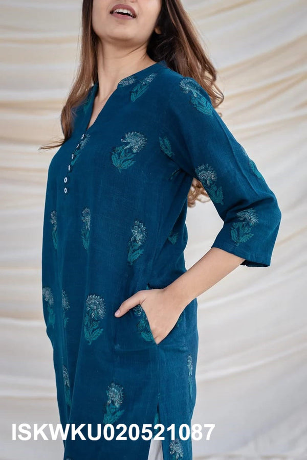 Printed Cotton Kurti With Pant-ISKWKU020521087