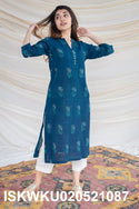 Printed Cotton Kurti With Pant-ISKWKU020521087