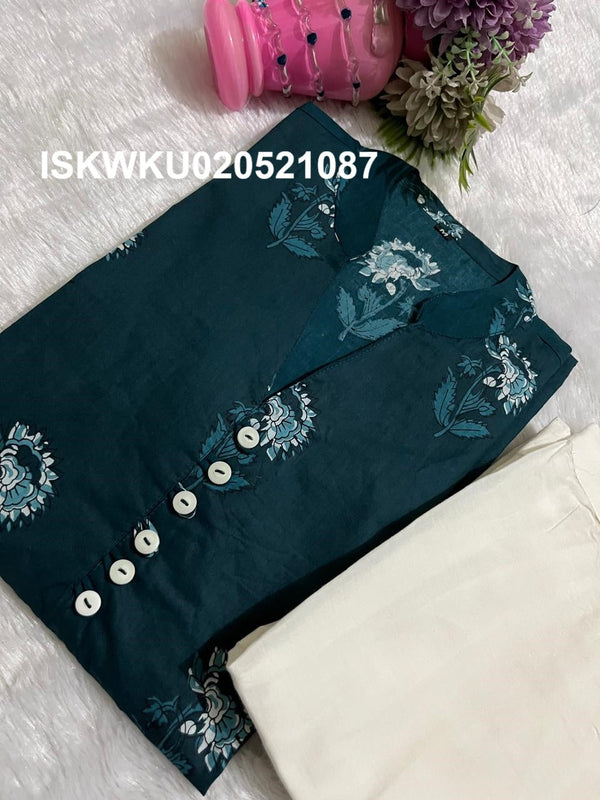 Printed Cotton Kurti With Pant-ISKWKU020521087