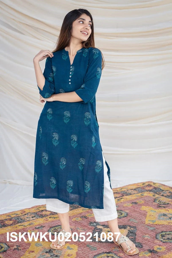Printed Cotton Kurti With Pant-ISKWKU020521087