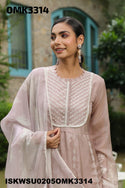 Embroidered Organza Anarkali Kurti With Pant And Digital Printed Dupatta-ISKWSU0205OMK3314