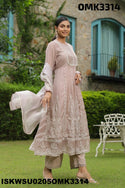 Embroidered Organza Anarkali Kurti With Pant And Digital Printed Dupatta-ISKWSU0205OMK3314