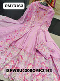 Embroidered Dobby Cotton Anarkali Kurti With Pant And Dupatta-ISKWSU0205OMK3163
