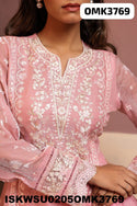 Embroidered Organza Kurti With Shantoon Pant And Dupatta-ISKWSU0205OMK3769
