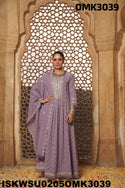 Embroidered Cotton Schiffli Anarkali Kurti With Cotton Pant And Dupatta-ISKWSU0205OMK3039