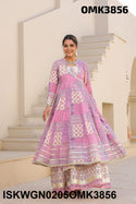 Printed Cotton Kurti Attached With Gown-ISKWGN0205OMK3856