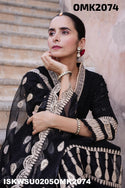Embroidered Rayon Schiffli Naira Cut Kurti With Harem Pant And Dupatta-ISKWSU0205OMK2074