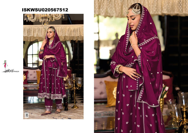 Embordered Chinon Kurti With Pant And Dupatta-ISKWSU020567512