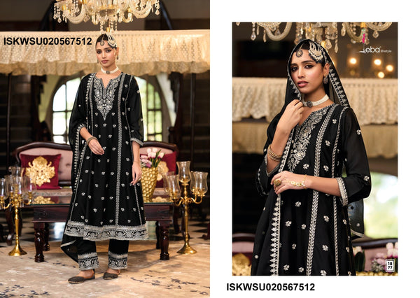 Embordered Chinon Kurti With Pant And Dupatta-ISKWSU020567512