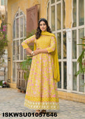 Printed Cotton Anarkali Kurti With Pant And Dupatta-ISKWSU01057646
