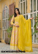 Printed Cotton Anarkali Kurti With Pant And Dupatta-ISKWSU01057646