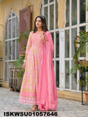 Printed Cotton Anarkali Kurti With Pant And Dupatta-ISKWSU01057646