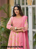 Printed Cotton Anarkali Kurti With Pant And Dupatta-ISKWSU01057646