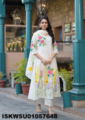 Brush Printed Cotton Kurti With Pant And Dupatta-ISKWSU01057648