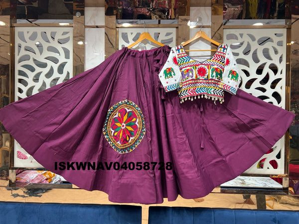 Embroidered Cotton Lehenga With Blouse-ISKWNAV04058728