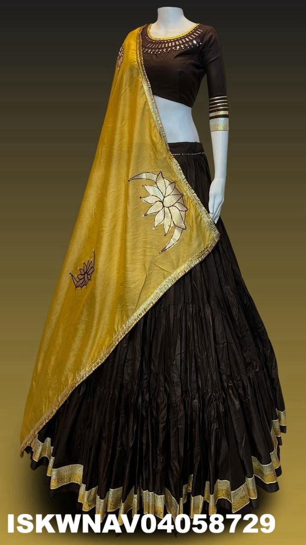 Sequined Rayon Cotton Lehenga With Blouse And Dupatta-ISKWNAV04058729