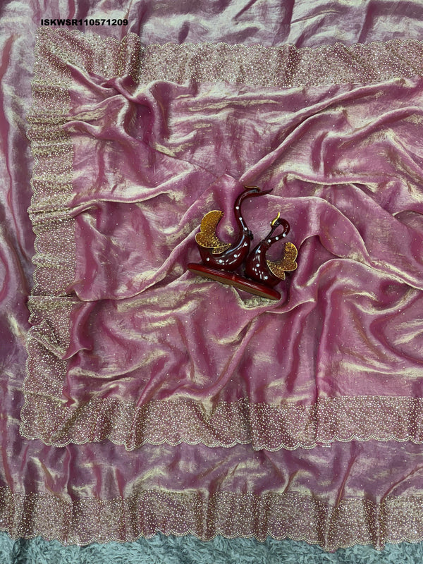Embroidered Shimmer Silk Saree With Blouse-ISKWSR110571209