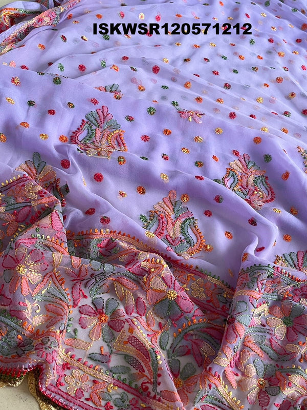 Chikankari Georgette Saree With Blouse-ISKWSR120571212