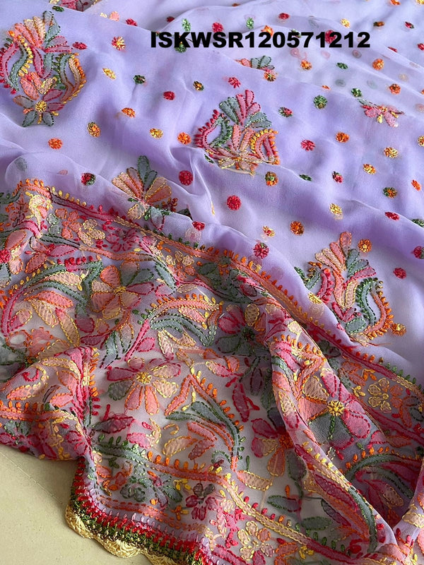 Chikankari Georgette Saree With Blouse-ISKWSR120571212