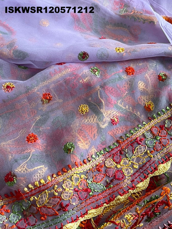 Chikankari Georgette Saree With Blouse-ISKWSR120571212