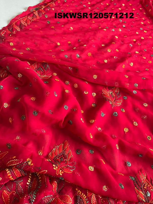 Chikankari Georgette Saree With Blouse-ISKWSR120571212