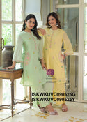 Embroidered Malmal Cotton Kurti With Slit Pant-ISKWKUVC090525Y/VC090525W/VC090525G/VC090525P