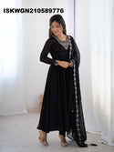 Embroidered Georgette Gown With Dupatta-ISKWGN210589776