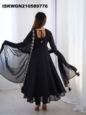 Embroidered Georgette Gown With Dupatta-ISKWGN210589776