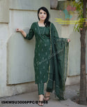 Hand Weaved Cotton Kurti With Pant And Kota Doriya Dupatta-ISKWSU3006PPC/D1968