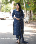 Hand Weaved Cotton Kurti With Pant And Kota Doriya Dupatta-ISKWSU3006PPC/D1966