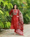 Cotton Kurti With Pant And Ajrakh Printed Malmal Cotton Dupatta-ISKWSU3006PPC/D1981
