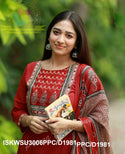 Cotton Kurti With Pant And Ajrakh Printed Malmal Cotton Dupatta-ISKWSU3006PPC/D1981