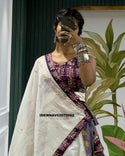 Ajrakh Block Printed Khadi Cotton Lehenga With Blouse And Dupatta-ISKWNAV02070062